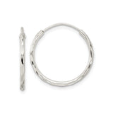 Sterling Silver Hoop Earrings with Diamond-Cut Textured Finish, Lightweight Minimalist Design