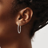Sterling Silver Hoop Earrings with Round Cut Cubic Zirconia, Front Facing, Lightweight Design