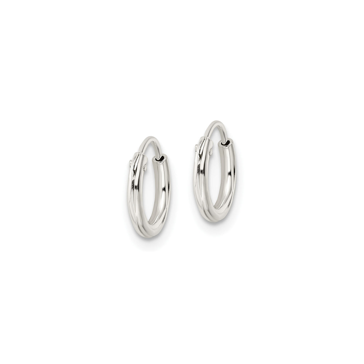 Sterling Silver Hoop Earrings with Smooth Polished Finish, Lightweight Hinged Design