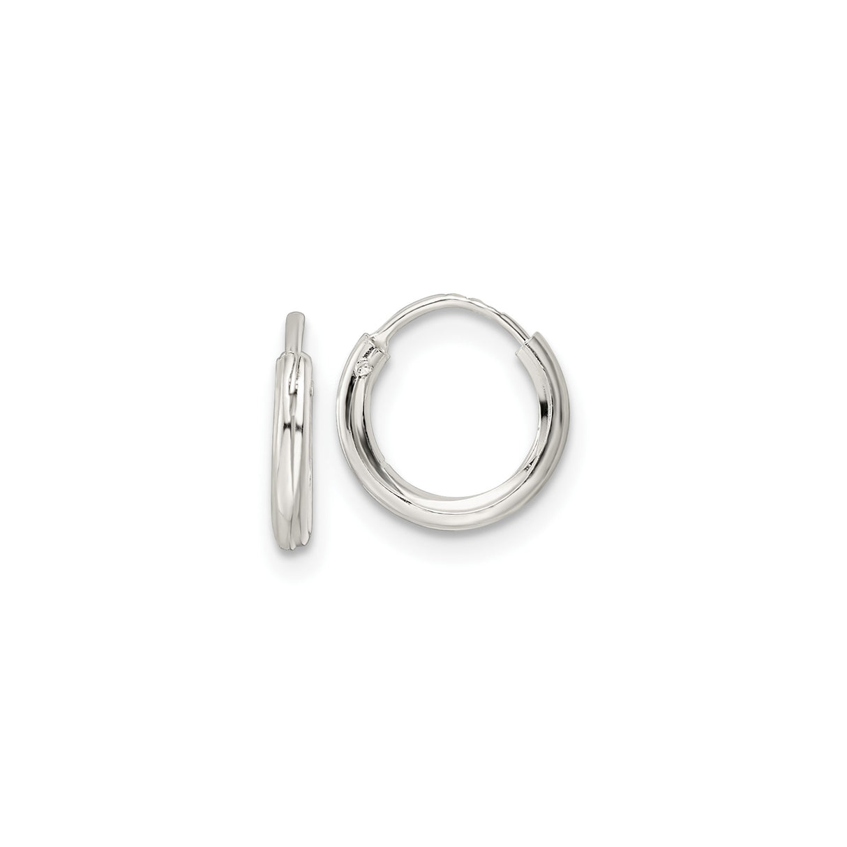 Sterling Silver Hoop Earrings with Smooth Polished Finish, Lightweight Hinged Design