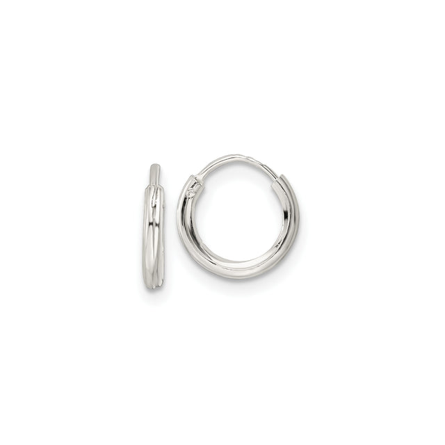 Sterling Silver Hoop Earrings with Smooth Polished Finish, Lightweight Hinged Design