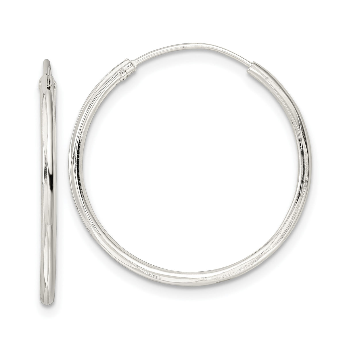 Sterling Silver Hoop Earrings with Polished Twist Design, Lightweight Modern Statement Hoops