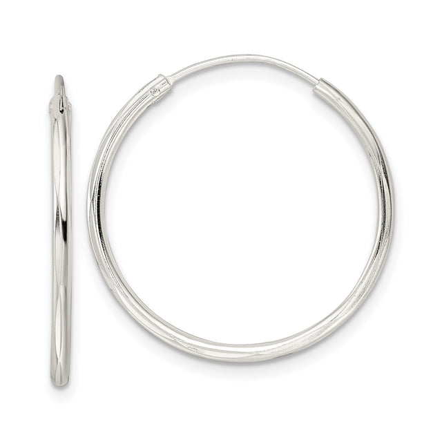 Sterling Silver Hoop Earrings with Polished Twist Design, Lightweight Modern Statement Hoops