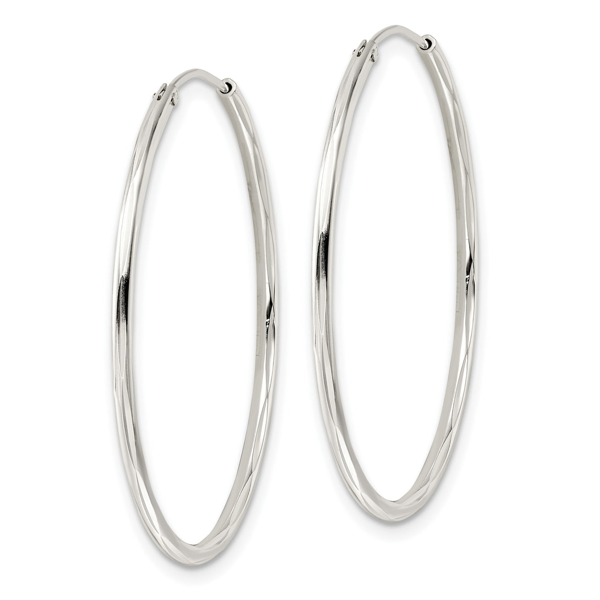 Sterling Silver Hoop Earrings, Twisted Design with Polished High Shine Finish, Minimalist Style