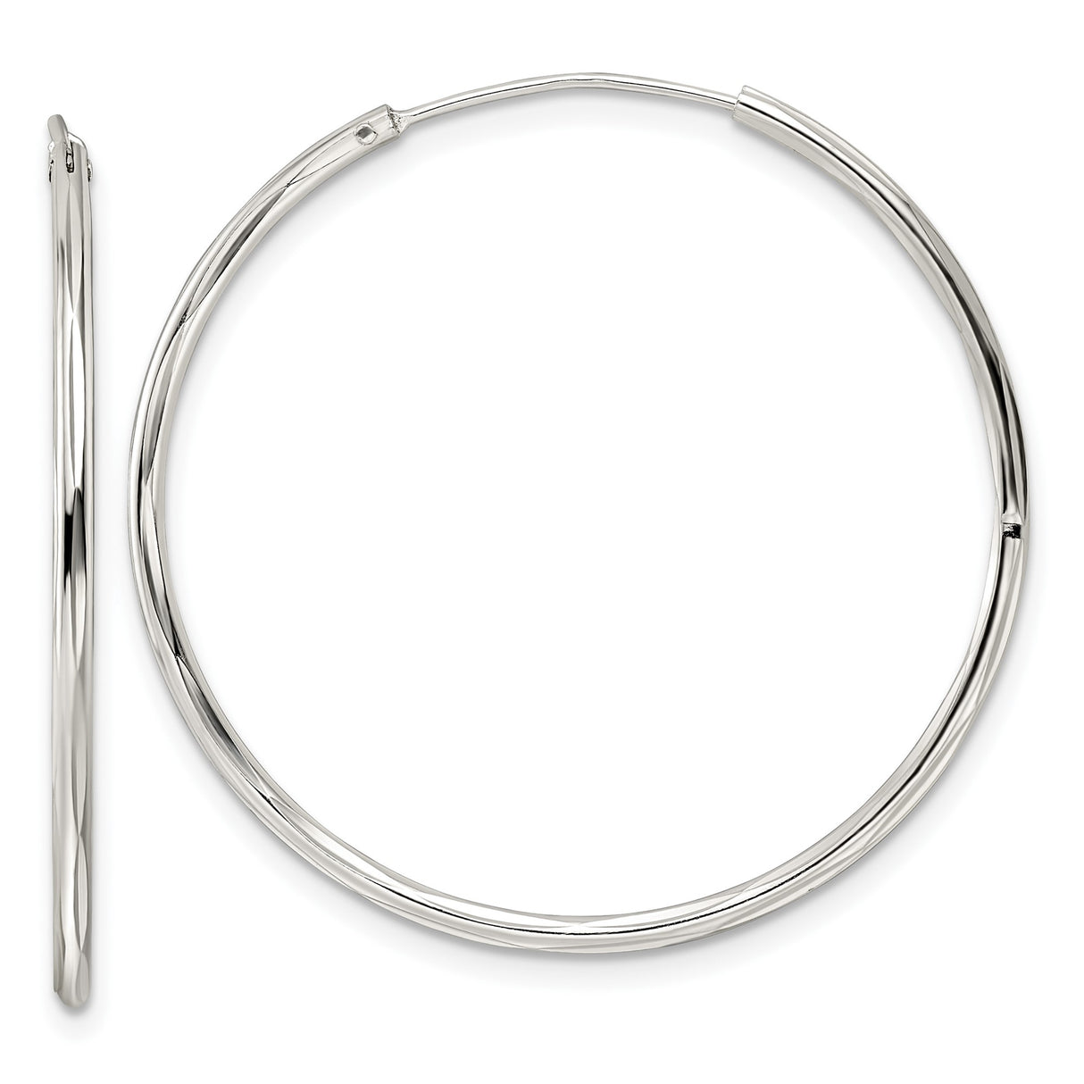 Sterling Silver Hoop Earrings, Twisted Design with Polished High Shine Finish, Minimalist Style
