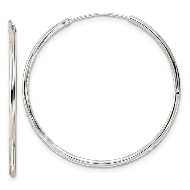 Sterling Silver Hoop Earrings, Twisted Design with Polished High Shine Finish, Minimalist Style