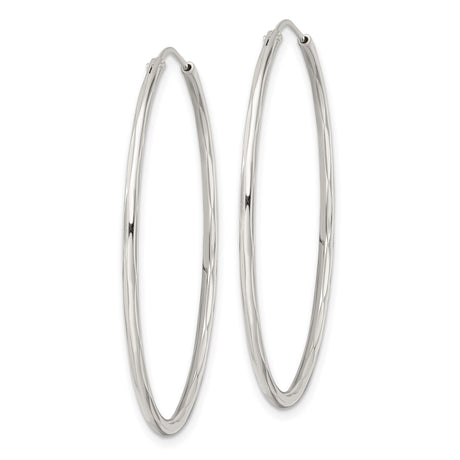 Sterling Silver Hoop Earrings, Lightweight Polished Round Minimalist Design for Women