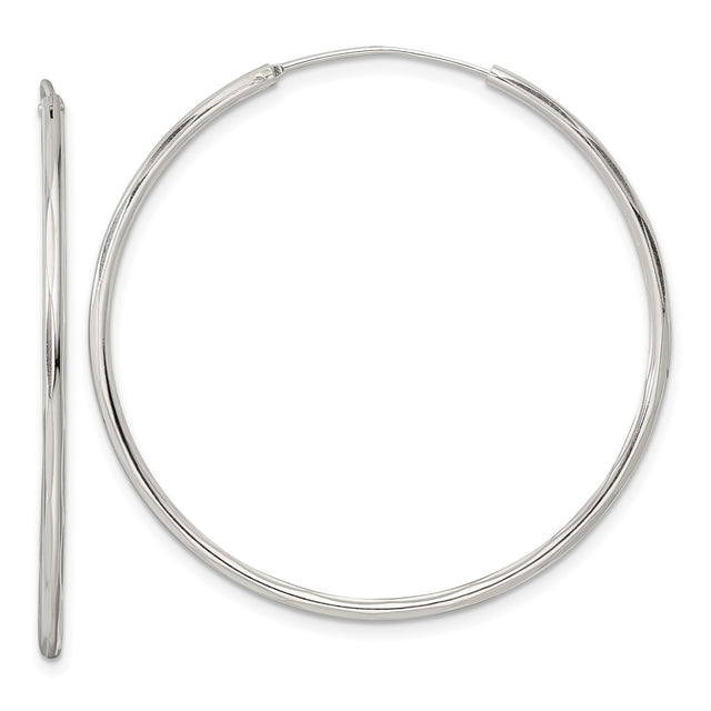 Sterling Silver Hoop Earrings, Lightweight Polished Round Minimalist Design for Women