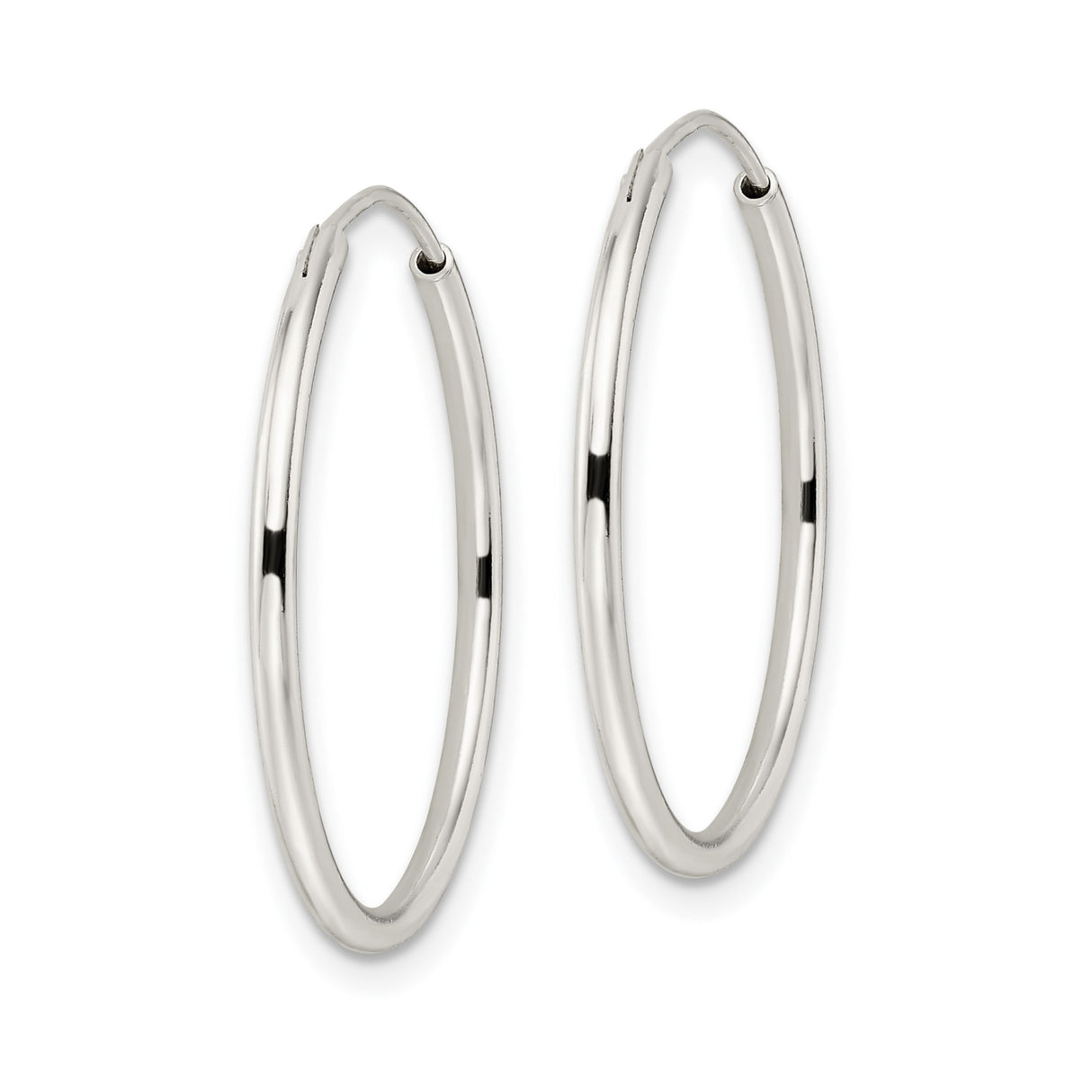 Sterling Silver Hoop Earrings, Classic Round Polished Lightweight Minimalist Style for Women