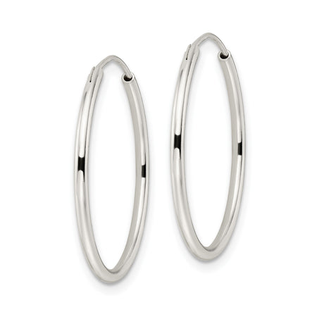Sterling Silver Hoop Earrings, Classic Round Polished Lightweight Minimalist Style for Women