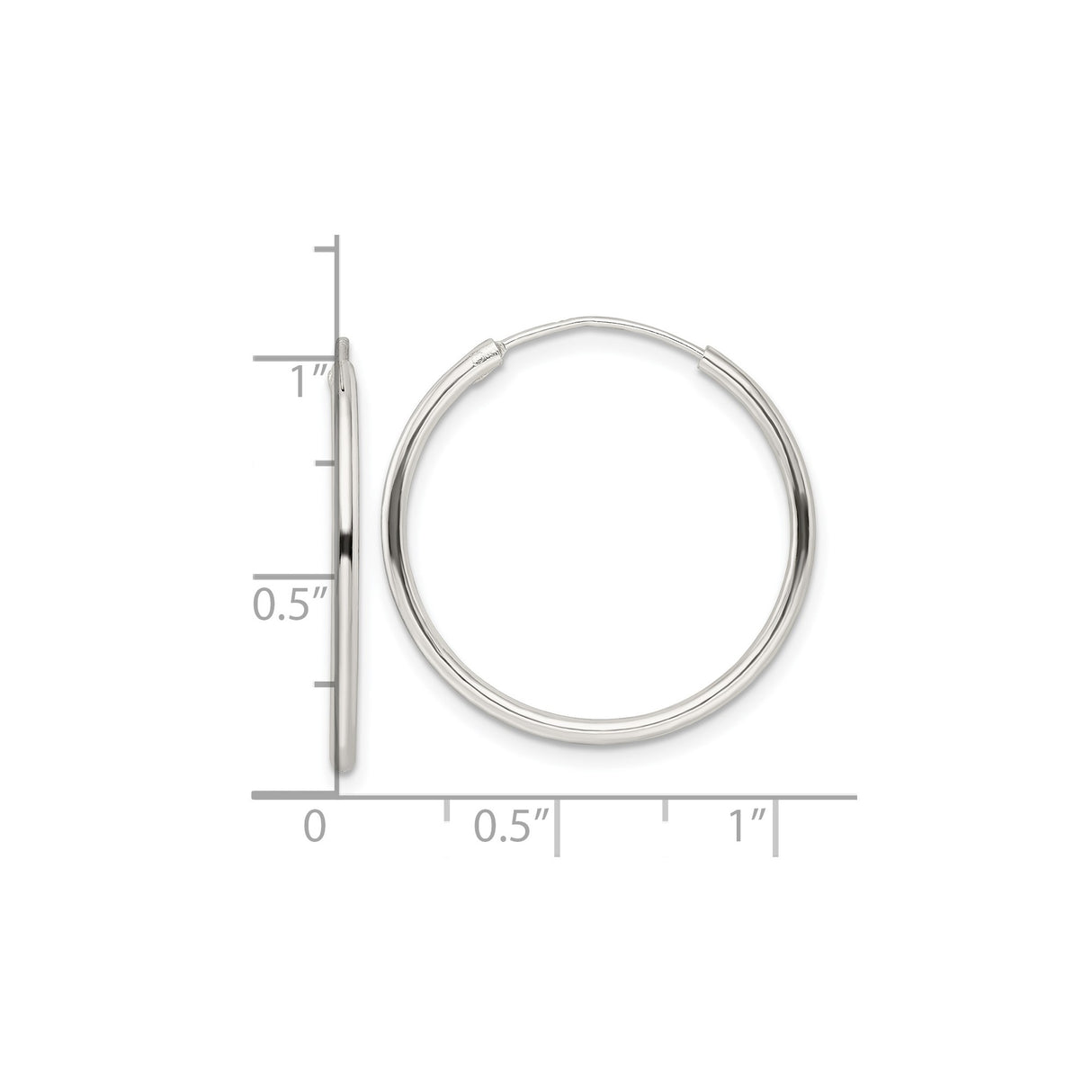 Sterling Silver Hoop Earrings, Classic Round Polished Lightweight Minimalist Style for Women