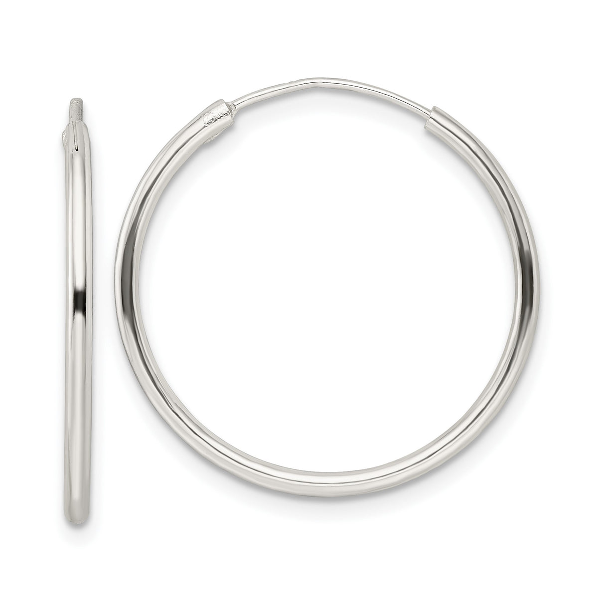 Sterling Silver Hoop Earrings, Classic Round Polished Lightweight Minimalist Style for Women