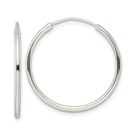 Sterling Silver Hoop Earrings, Classic Round Polished Lightweight Minimalist Style for Women