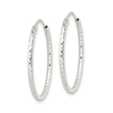 Sterling Silver Diamond-Cut Hoop Earrings, Textured Faceted Round Hoops for Women