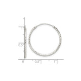 Sterling Silver Diamond-Cut Hoop Earrings, Textured Faceted Round Hoops for Women