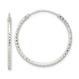 Sterling Silver Diamond-Cut Hoop Earrings, Textured Faceted Round Hoops for Women