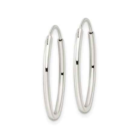Sterling Silver Oval Hoop Earrings, Polished Minimalist Endless Design for Women
