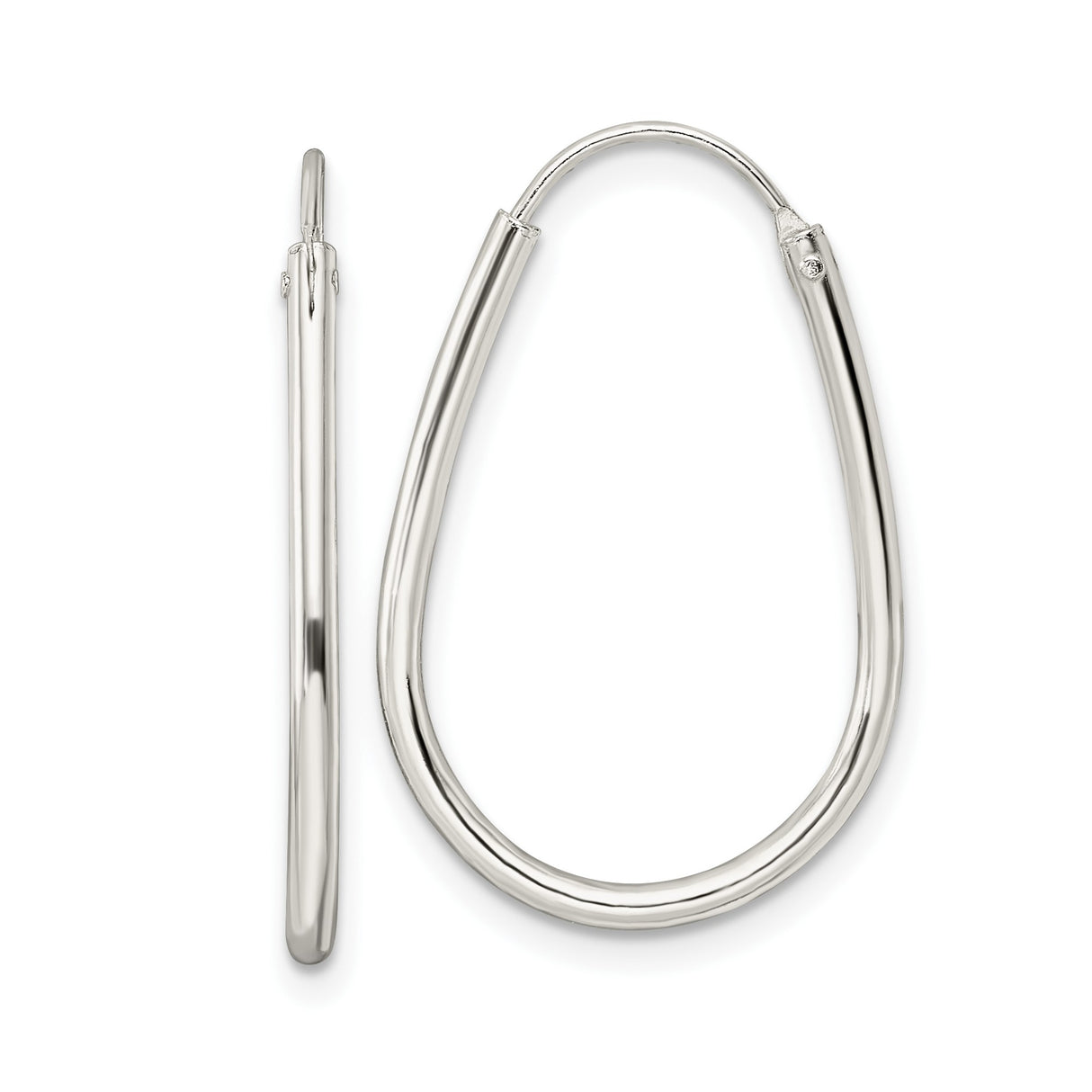 Sterling Silver Teardrop Hoop Earrings, Polished Minimalist Design for Women