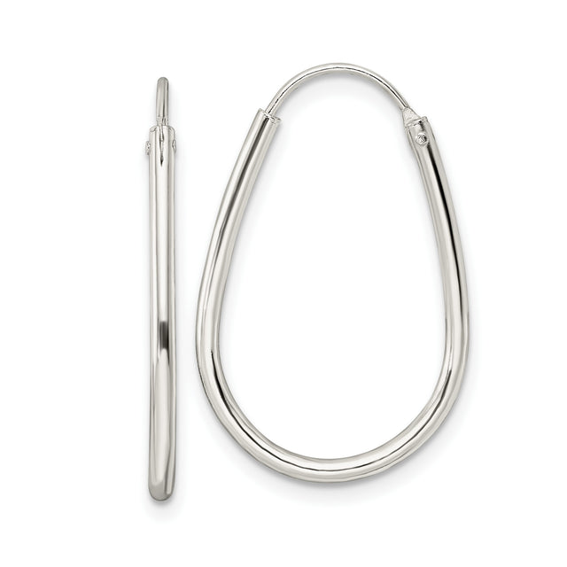 Sterling Silver Teardrop Hoop Earrings, Polished Minimalist Design for Women
