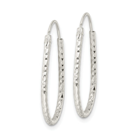 Sterling Silver Twisted Teardrop Hoop Earrings with Diamond-Cut Textured Finish