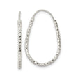 Sterling Silver Twisted Teardrop Hoop Earrings with Diamond-Cut Textured Finish