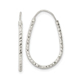 Sterling Silver Twisted Teardrop Hoop Earrings with Diamond-Cut Textured Finish