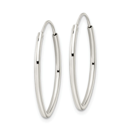 Sterling Silver Oval Hoop Earrings, Sleek Teardrop Shape, Lightweight Modern Design
