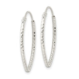 Sterling Silver Oval Hoop Earrings, Textured Diamond-Cut Lightweight Design