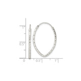 Sterling Silver Oval Hoop Earrings, Textured Diamond-Cut Lightweight Design