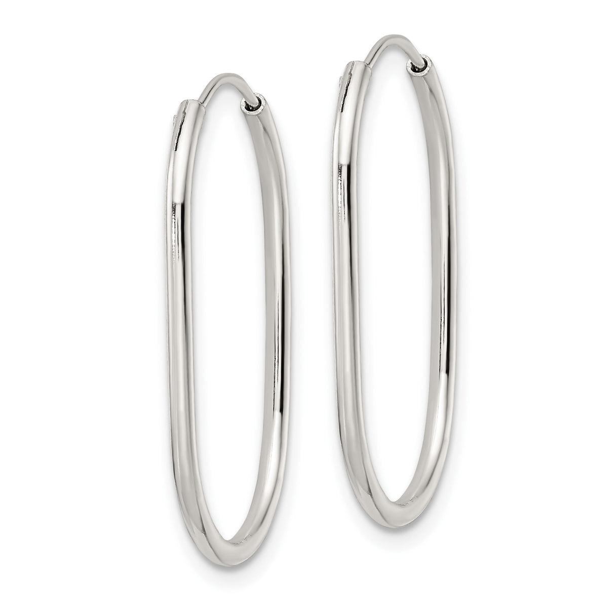 Sterling Silver Oval Hoop Earrings, Lightweight Minimalist Design, Hypoallergenic Polished Hoops