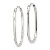 Sterling Silver Oval Hoop Earrings, Lightweight Minimalist Design, Hypoallergenic Polished Hoops