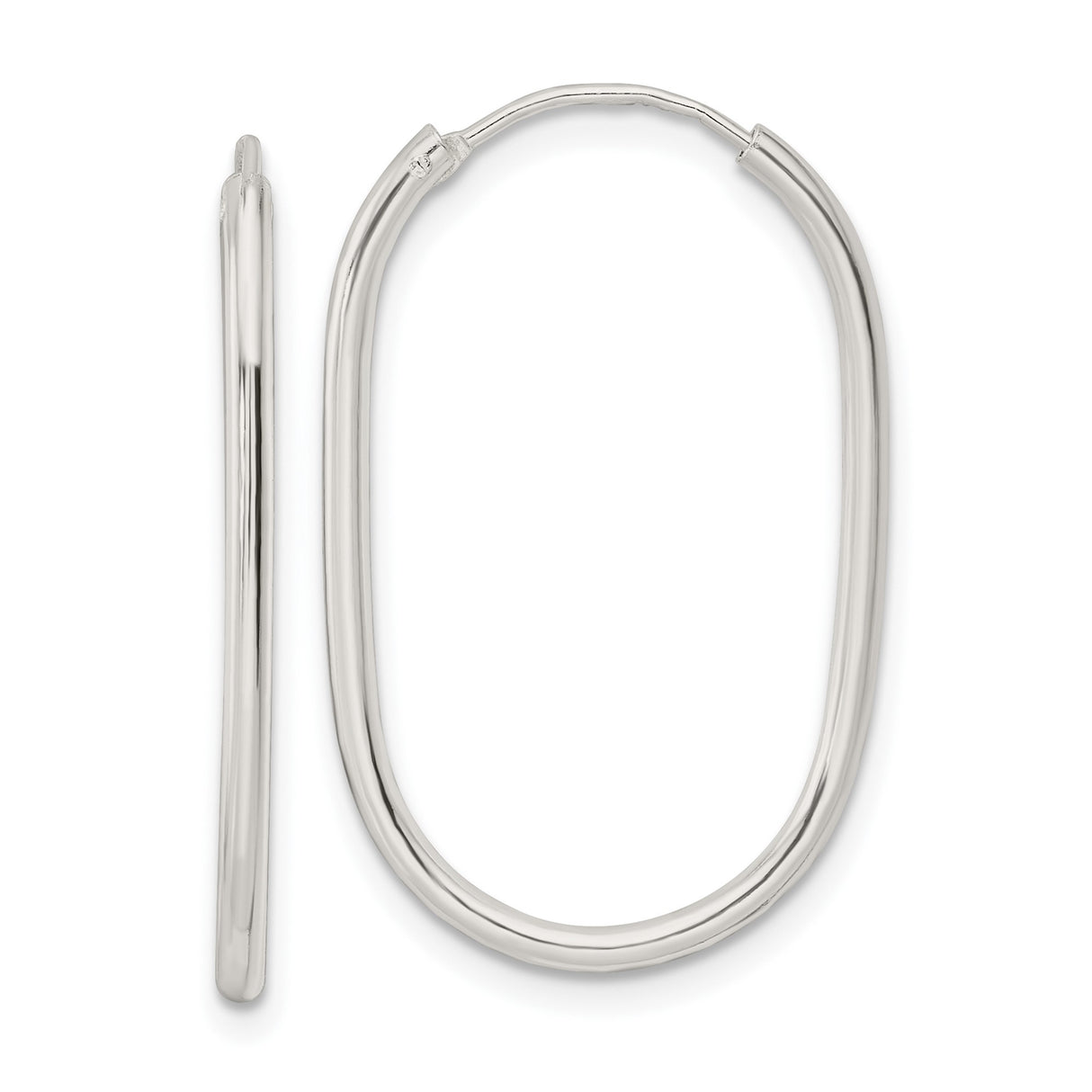 Sterling Silver Oval Hoop Earrings, Lightweight Minimalist Design, Hypoallergenic Polished Hoops