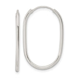 Sterling Silver Oval Hoop Earrings, Lightweight Minimalist Design, Hypoallergenic Polished Hoops