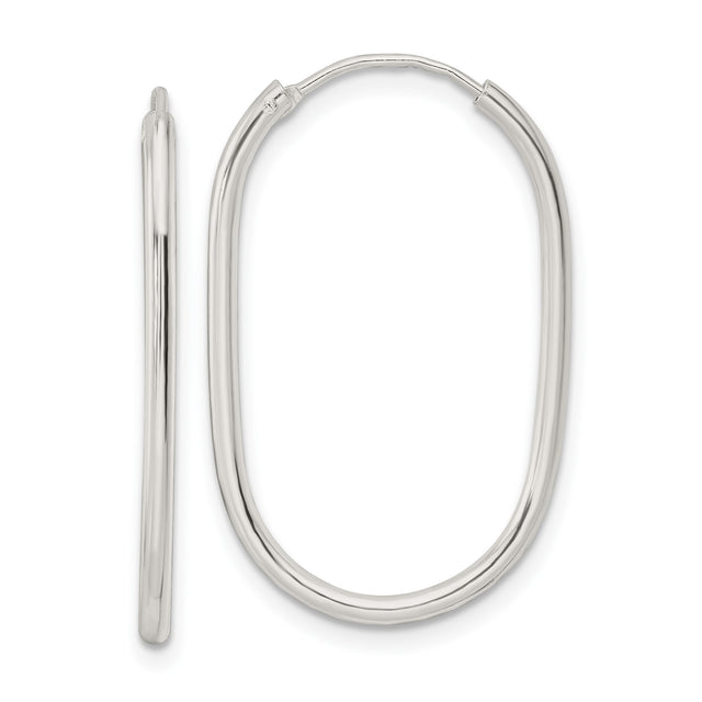 Sterling Silver Oval Hoop Earrings, Lightweight Minimalist Design, Hypoallergenic Polished Hoops