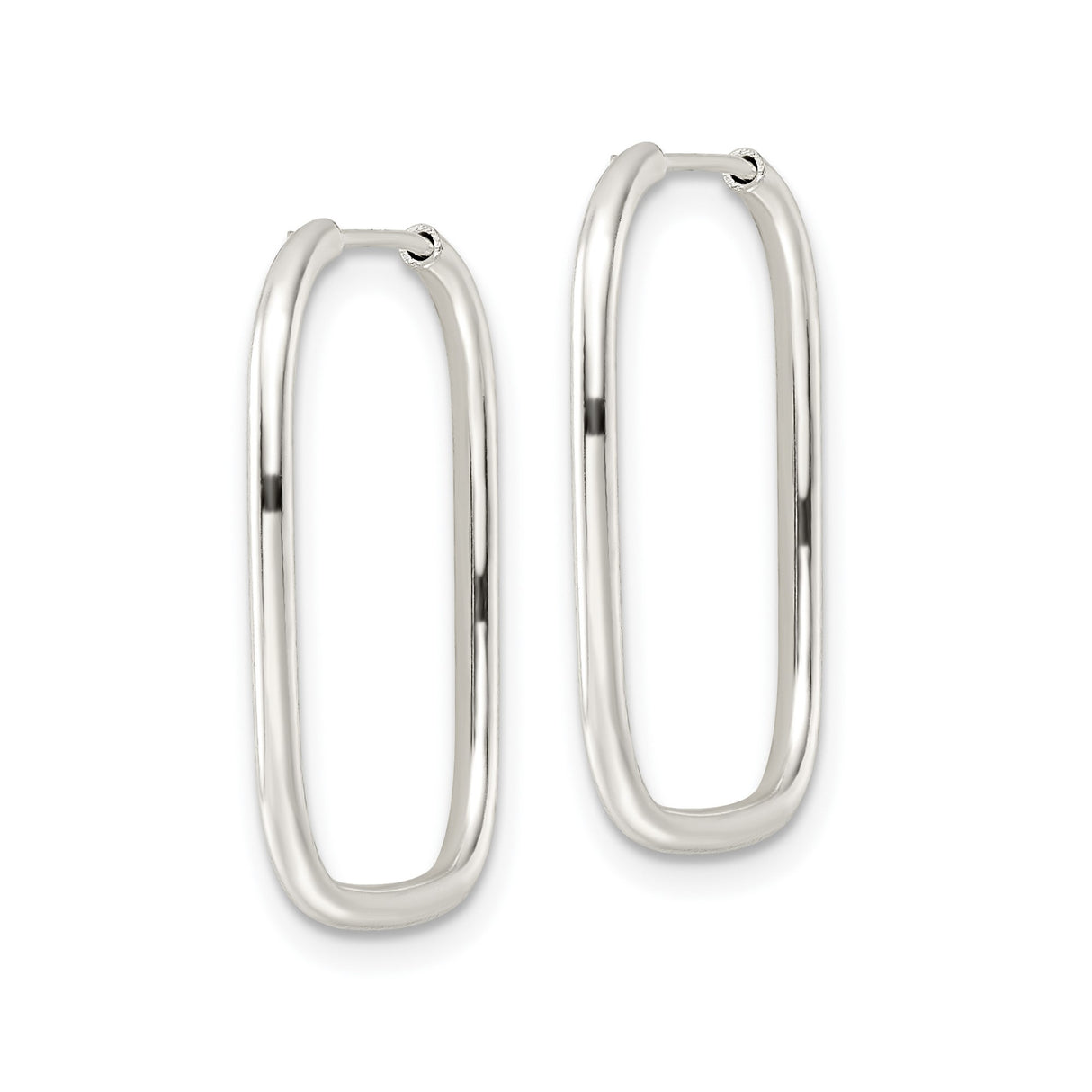 Sterling Silver Square Hoop Earrings, Sleek Polished Tube Design, Modern Minimalist Style