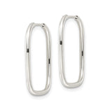 Sterling Silver Square Hoop Earrings, Sleek Polished Tube Design, Modern Minimalist Style