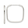 Sterling Silver Square Hoop Earrings, Sleek Polished Tube Design, Modern Minimalist Style