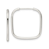 Sterling Silver Square Hoop Earrings, Sleek Polished Tube Design, Modern Minimalist Style