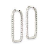Sterling Silver Square Hoop Earrings, Diamond-Cut Finish, Modern Geometric Design
