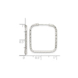 Sterling Silver Square Hoop Earrings, Diamond-Cut Finish, Modern Geometric Design