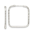 Sterling Silver Square Hoop Earrings, Diamond-Cut Finish, Modern Geometric Design