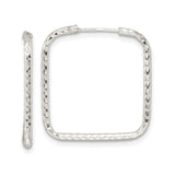 Sterling Silver Square Hoop Earrings, Diamond-Cut Finish, Modern Geometric Design