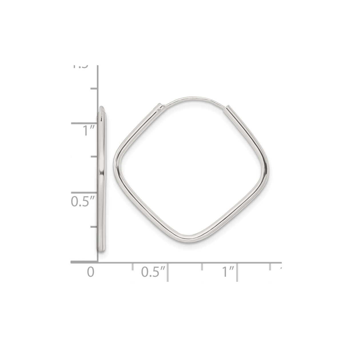 Sterling Silver Square Hoop Earrings, Lightweight Modern Geometric Minimalist Design