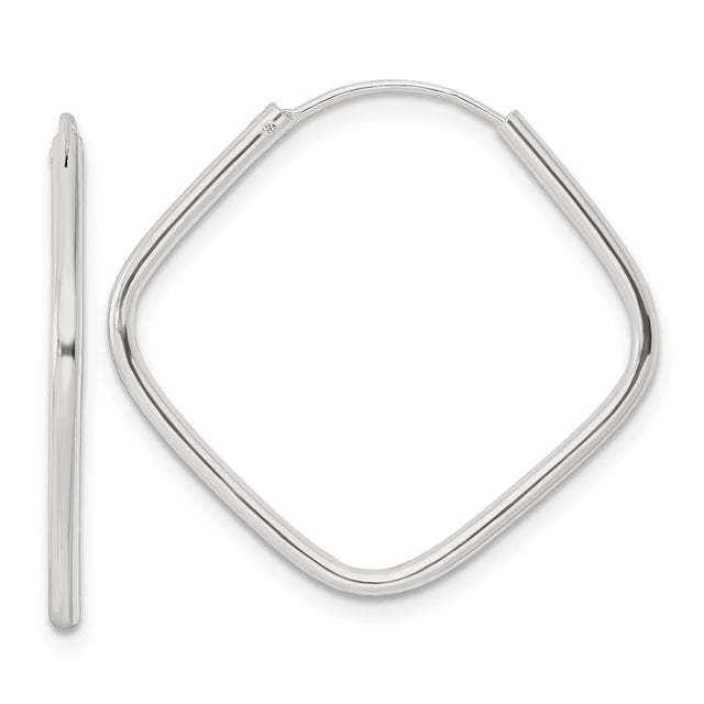 Sterling Silver Square Hoop Earrings, Lightweight Modern Geometric Minimalist Design