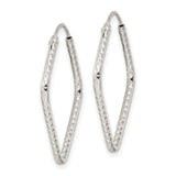 Sterling Silver Diamond-Shaped Hoop Earrings, Lightweight Hammered Geometric Design