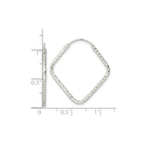 Sterling Silver Diamond-Shaped Hoop Earrings, Lightweight Hammered Geometric Design