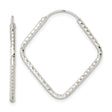 Sterling Silver Diamond-Shaped Hoop Earrings, Lightweight Hammered Geometric Design