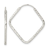 Sterling Silver Diamond-Shaped Hoop Earrings, Lightweight Hammered Geometric Design