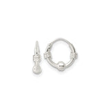 Sterling Silver Hoop Earrings with Wire Wrap and Bead Detailing, Tribal Boho Unisex Design