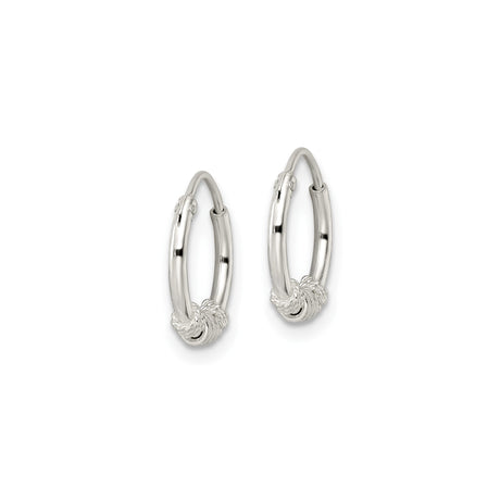 Sterling Silver Hoop Earrings with Rope and Bead Detail, Handcrafted Boho Style